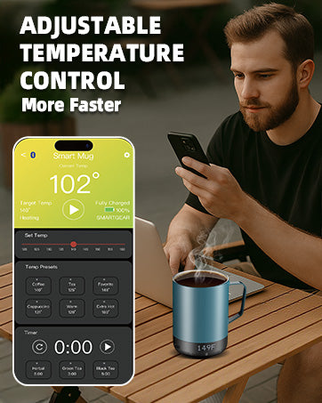 VaposaVibe Magnetic Charging Rechargeable Self Heating Coffee Mug, Fast Heating & High Temperature 14Oz Smart Coffee Cup Warmer, 120 Mins -Hot Up to 149℉ Smart Mug Warmer, Gifts for Women and Men(No APP)