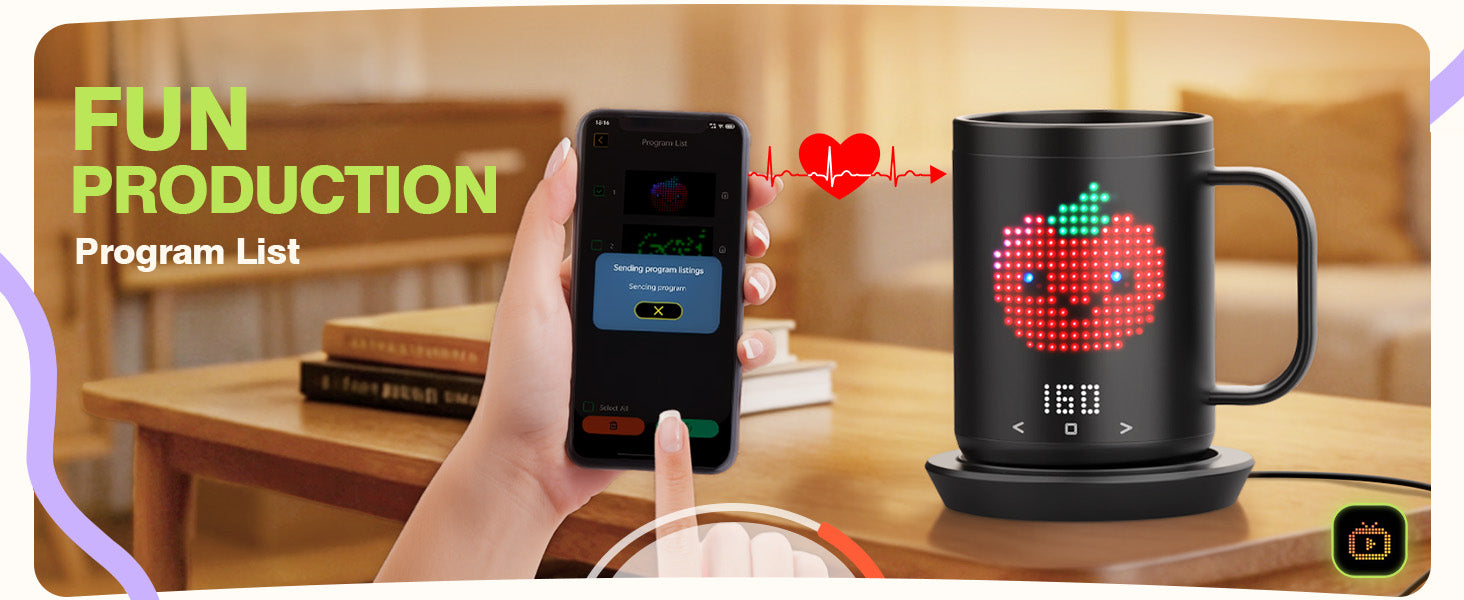 VaposaVibe Coffee Mug Warmer with LED Pattern, 4500mAh*2 Ultra-Long Battery Life & ±1°C Accuracy Heated Coffee Mug Rechargeable, Heated Coffee Mug Ideal for Coffee, Tea, Milk & Water