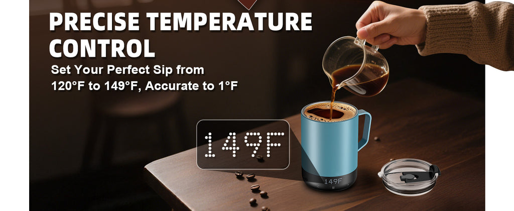 VaposaVibe Magnetic Charging Rechargeable Self Heating Coffee Mug, Fast Heating & High Temperature 14Oz Smart Coffee Cup Warmer, 120 Mins -Hot Up to 149℉ Smart Mug Warmer, Gifts for Women and Men(No APP)