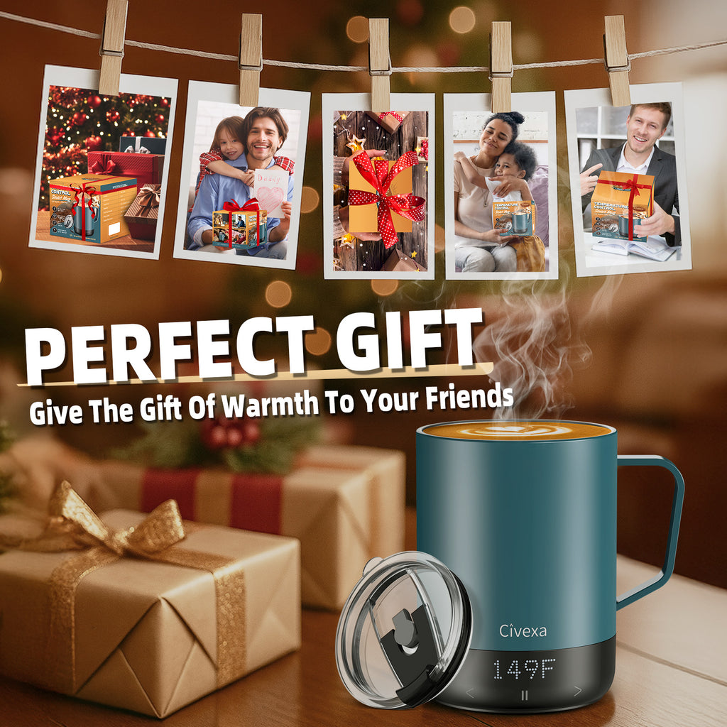 VaposaVibe Magnetic Charging Rechargeable Self Heating Coffee Mug, Fast Heating & High Temperature 14Oz Smart Coffee Cup Warmer, 120 Mins -Hot Up to 149℉ Smart Mug Warmer, Gifts for Women and Men(No APP)