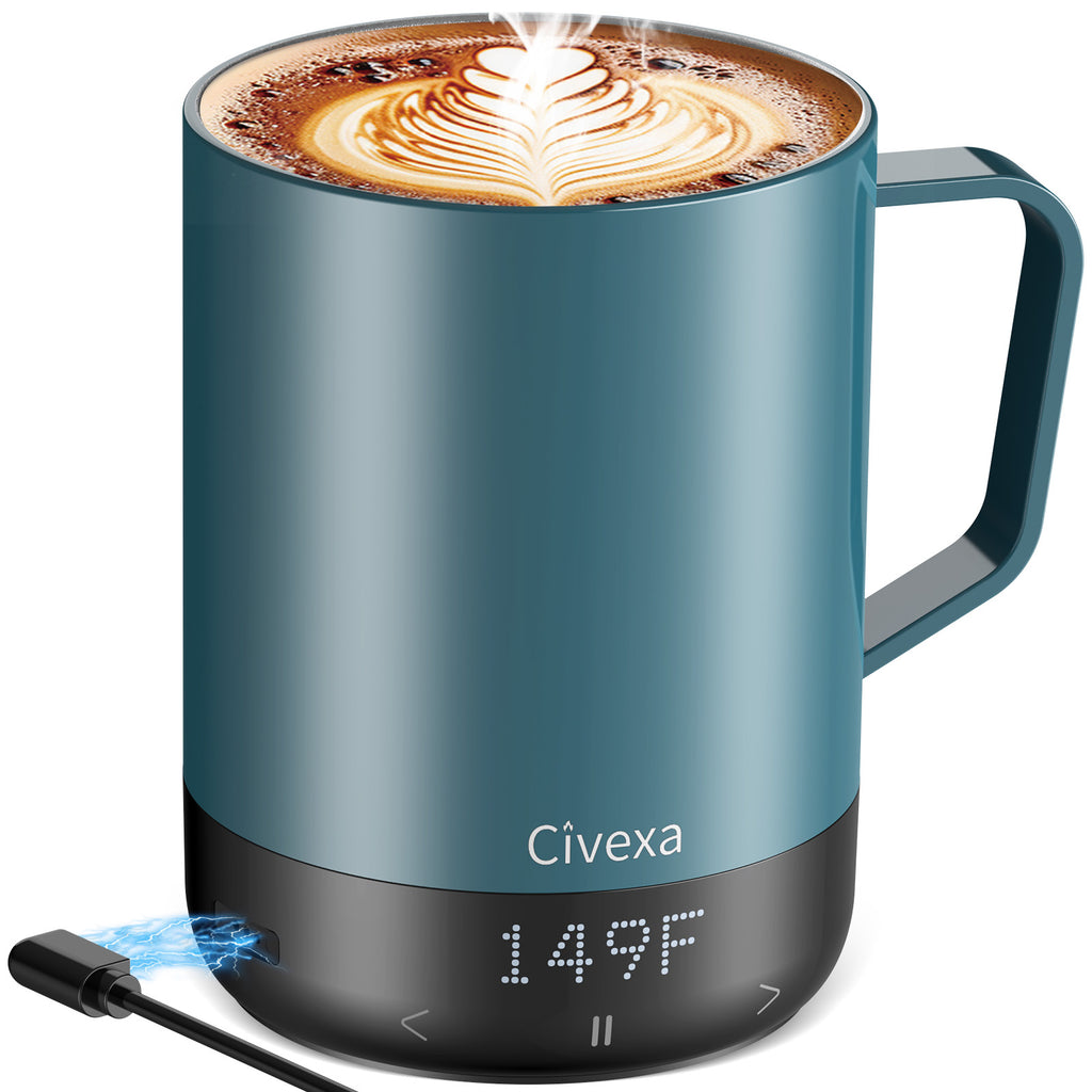 VaposaVibe Magnetic Charging Rechargeable Self Heating Coffee Mug, Fast Heating & High Temperature 14Oz Smart Coffee Cup Warmer, 120 Mins -Hot Up to 149℉ Smart Mug Warmer, Gifts for Women and Men(No APP)
