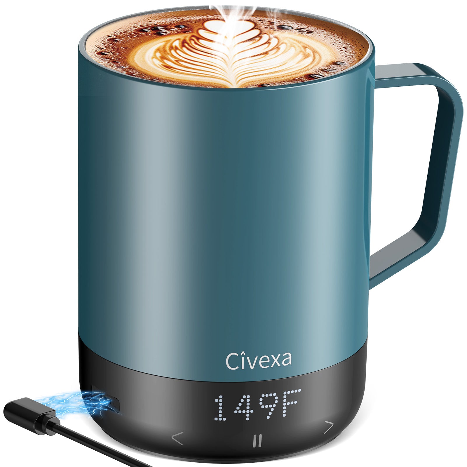 VaposaVibe Magnetic Charging Rechargeable Self Heating Coffee Mug, Fast Heating & High Temperature 14Oz Smart Coffee Cup Warmer, 120 Mins -Hot Up to 149℉ Smart Mug Warmer, Gifts for Women and Men(No APP)